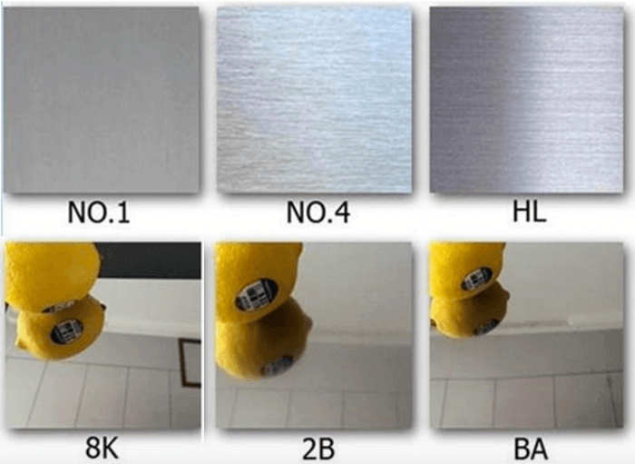 Bề mặt tấm inox 304 BA, No.1, No.2, HL, 2B, 8K