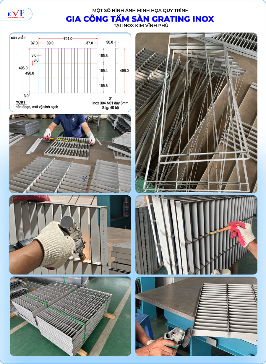 Tấm sàn grating inox 2 Một số hình ảnh gia công tấm sàn grating inox tại Inox Kim Vĩnh Phú