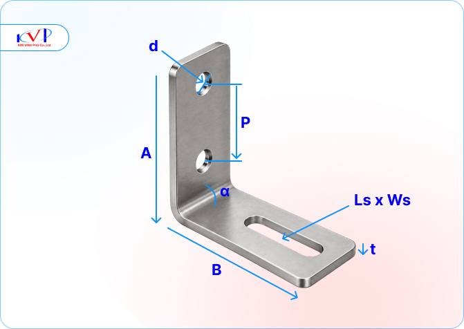 Sơ đồ pát inox chữ L thể hiện các vị trí cần xác định khi đặt gia công