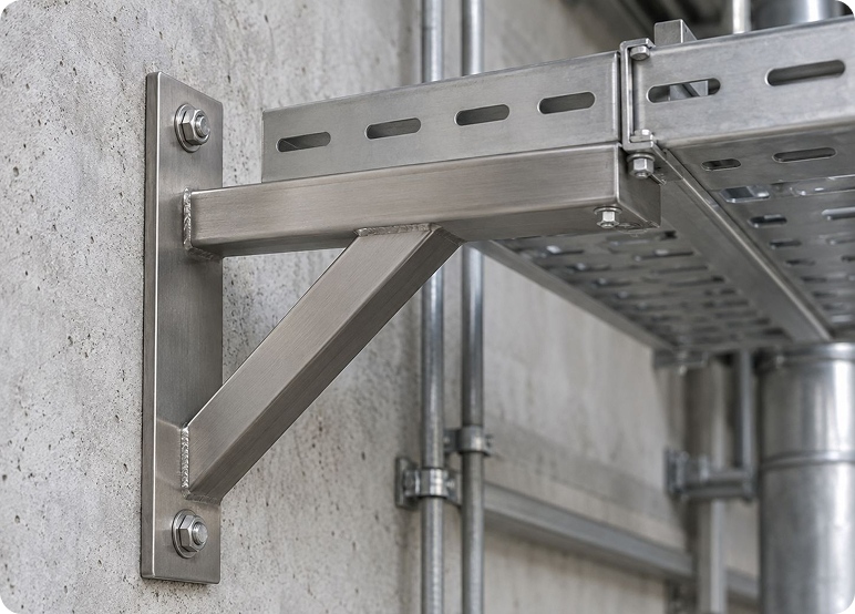 Pát inox được lắp giữa khung và cấu kiện để hỗ trợ gá đỡ, liên kết